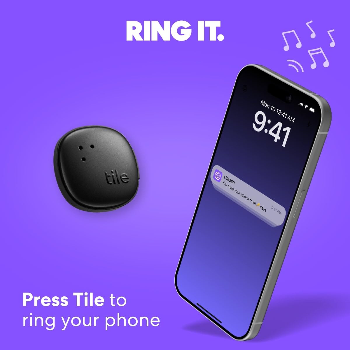Tile by Life360 Sticker - Small Bluetooth Tracker, Remote Finder and Item Locator for Bikes, Glasses and More, Both iOS and Android Compatible, Phone Finder, Pack of 1 (Black)
