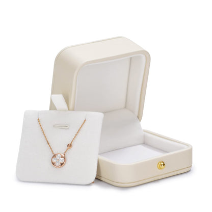 Oirlv Premium Leather Necklace Gift Box White Necklace Boxes for Jewelry Gift Velvet Interior Pendant Box