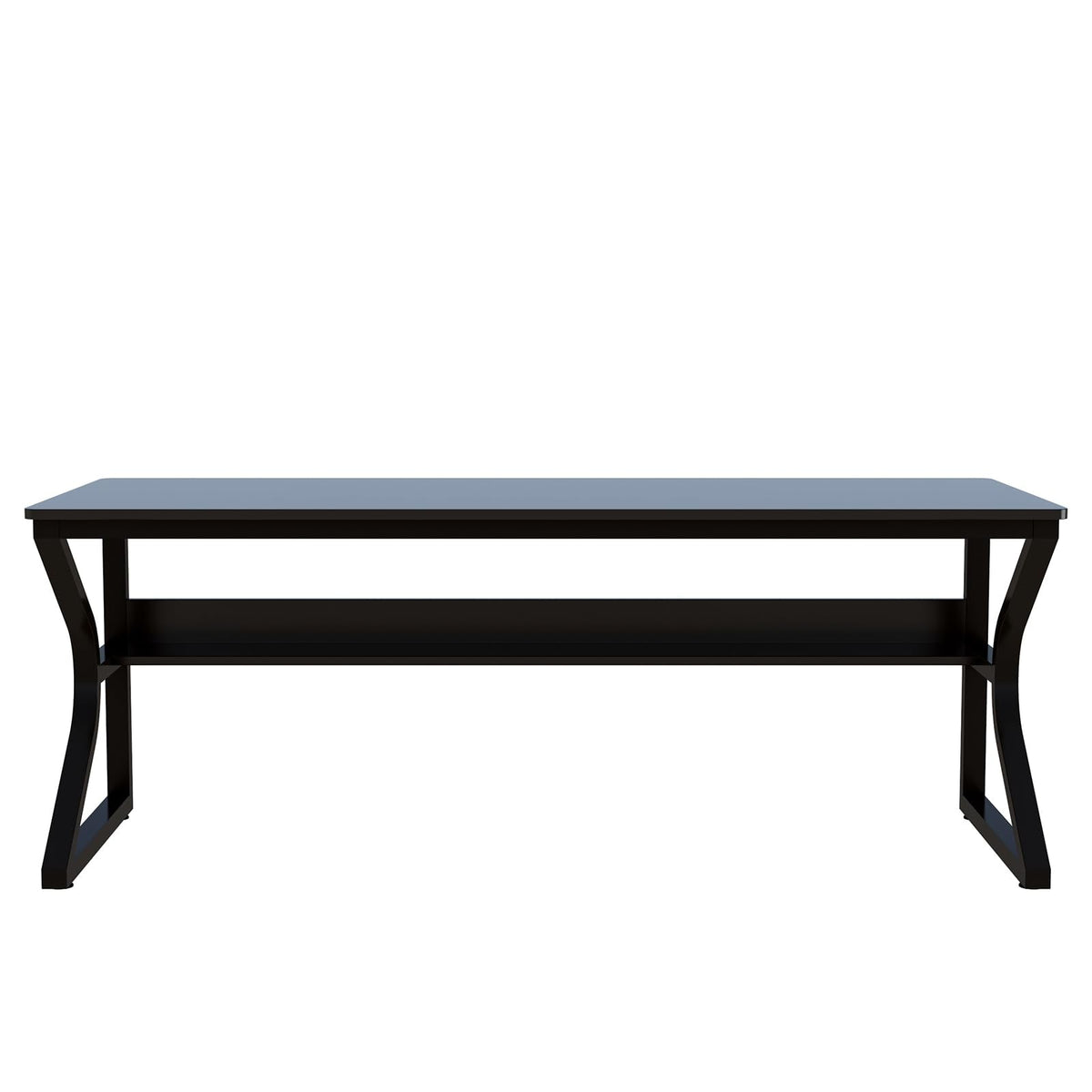 OSCHF Extra Long Desk with Bookshelf - 71" Double Long Writing Table for 2-Person Workstation, Modern Study Work Computer Desk for Home and Office, Black