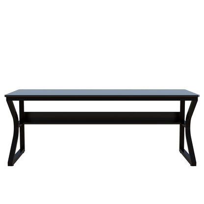 OSCHF Extra Long Desk with Bookshelf - 71" Double Long Writing Table for 2-Person Workstation, Modern Study Work Computer Desk for Home and Office, Black