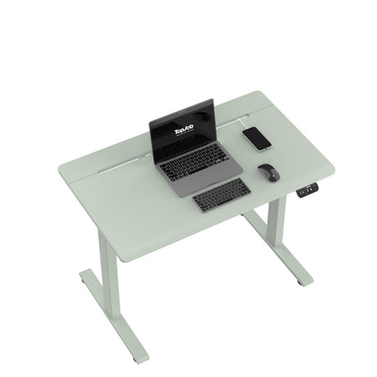 TopJob AnyDesk Hub Electric Standing Desk, Height Adjustable Small Desk with Built-in Drawer & Wide Desktop Wire Slot & Cable Management, Curved Waterfall Edge, 2 Memory Settings (Mint)