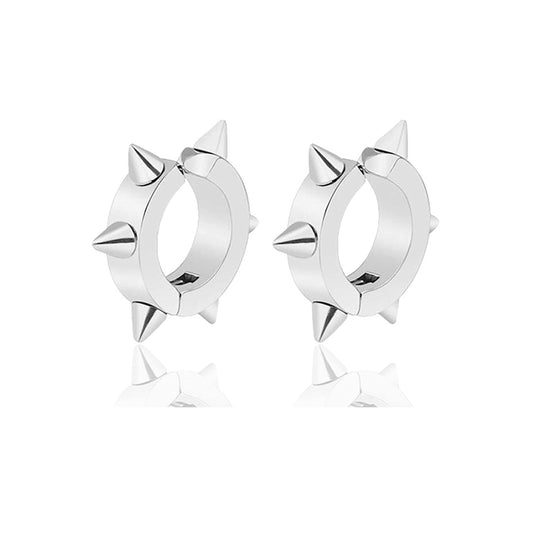 Xusamss Punk Jewelry Stainless Steel Spike Rivet Ear Clip Earrings