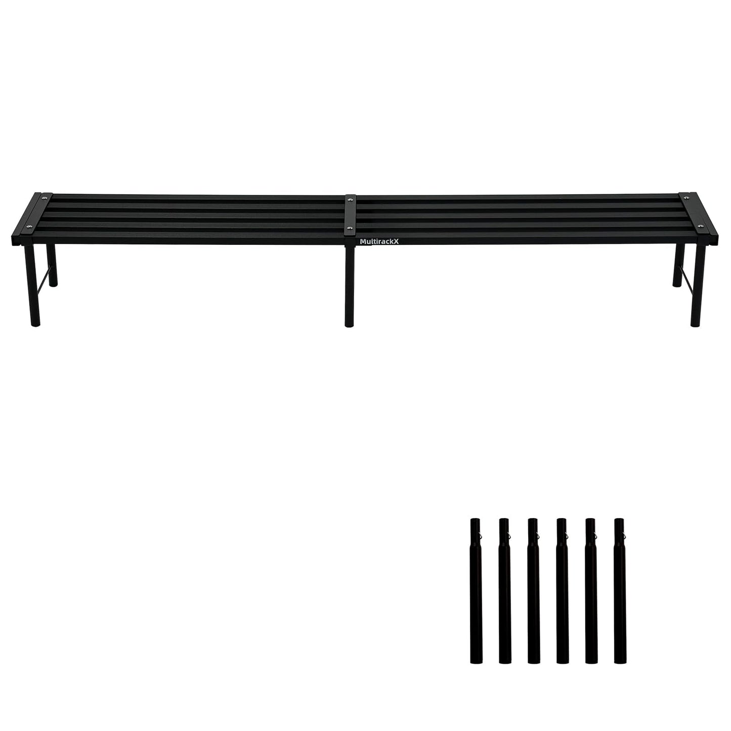 MultirackX Metal Plant Stand, Rust-proof Aluminum Flower Pot Stand, Heavy Duty Planter Display Shelving for Patio Balcony Garden Living Room Decorative (Black, 47.2 Inch)