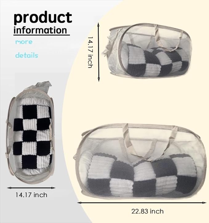 2 Pack Collapsible Laundry Baskets Popup Mesh Laundry Basket Durable Handles