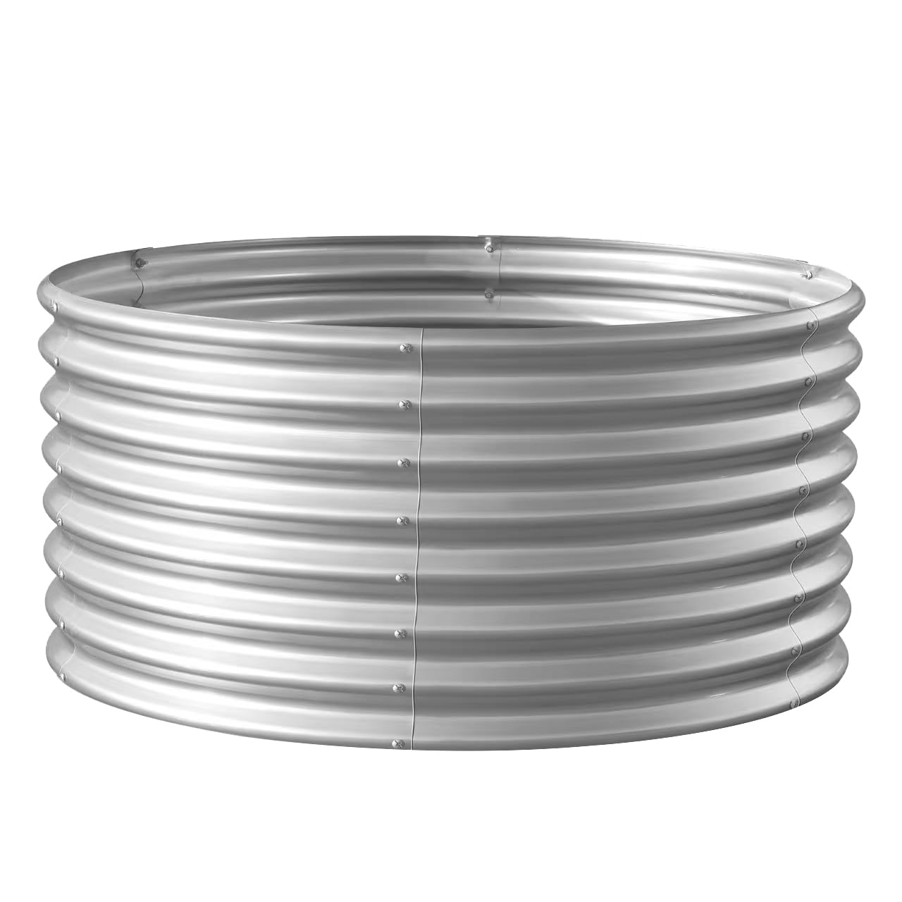 Land Guard 4×4×2ft Galvanized Raised Garden Bed Kit, Round Galvanized Planter Raised Garden Boxes Outdoor, Large Metal Raised Garden Beds for Vegetables, Silver