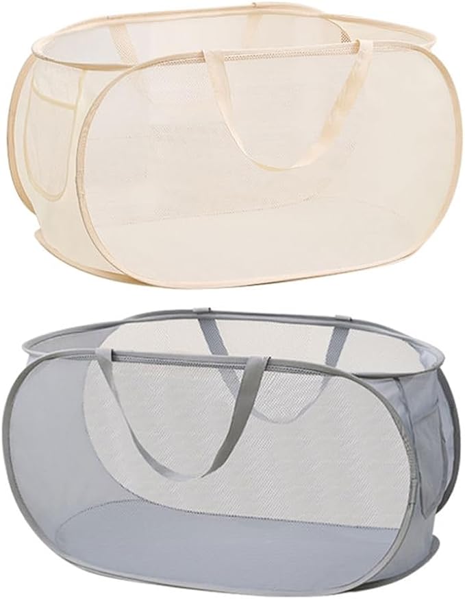 2 Pcs Mesh Popup Laundry Hamper, Opening Laundry Basket, Popup Laundry Basket