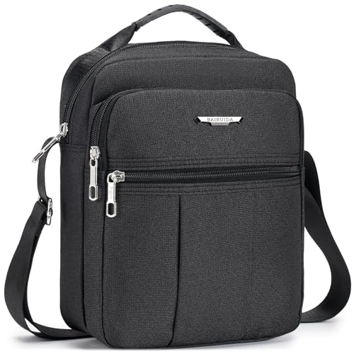 SPAHER Men Handbags Shoulder Bags Messenger Business Bag Crossbody Satchel Sling Travel Bag Daily Man Bag with Adjustable Shoulder Strap for Ipad 9.7 Inch Black
