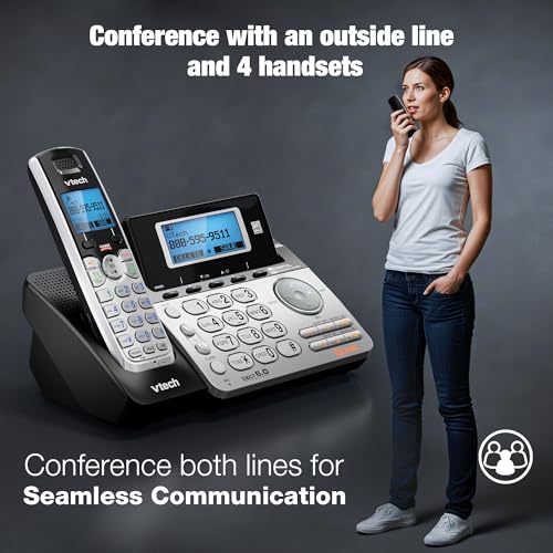 VTech Accessory Handset for DS6151 Series with 2-Line Cordless Phone, Suitable for Small Business or Home, Answering System, Expandable up to 12 Handsets, Intercom, Conference | DS6101 (Black/Silver)