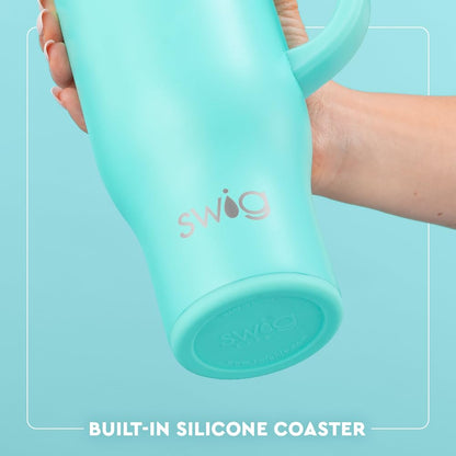 Swig Life 30oz Mega Mug, 30oz Tumbler with Handle and Straw, Large Insulated Tumblers, Cup Holder Friendly Travel Mug, Stainless Steel 30 oz Tumbler, Reusable Insulated Water Bottle (Mr Claus)
