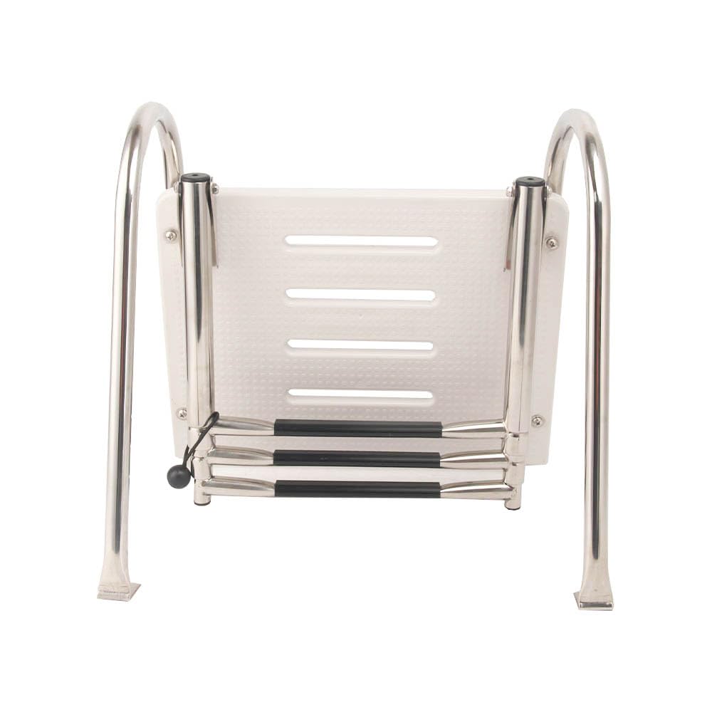 Mojiate Universal Inboard/Outboard Swimming Ladder with Fiberglass Platform, Telescopic Boat Ladder with 2 Handrails, Extendable Folding Stepladder for Marine, Ship, Yacht and More (3 - Step)