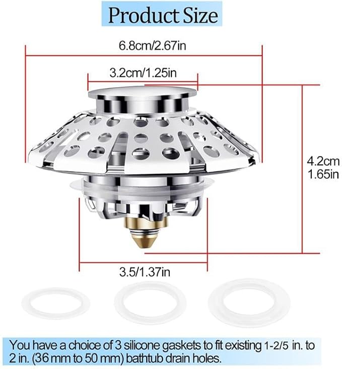 3-in-1 Bathtub Drain Stopper