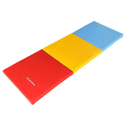 BalanceFrom 6x2 Feet 3-Panel Folding Gymnastics Mat – 1.5-Inch Thick Pad with Vinyl Surface and Carrying Handles for Tumbling, Yoga, Pilates, Home Workouts, and Martial Arts