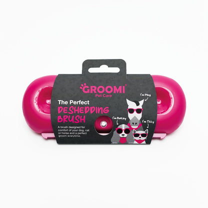 Groomi Deshedding & Grooming Brush for Dogs, Cats, Horses & Rabbits - Gentle & Effective Pet Grooming Tool, Wide Shallow Comb, Smooth Groomer for Cats, Dogs and Horses, Grooming Comb - Pink