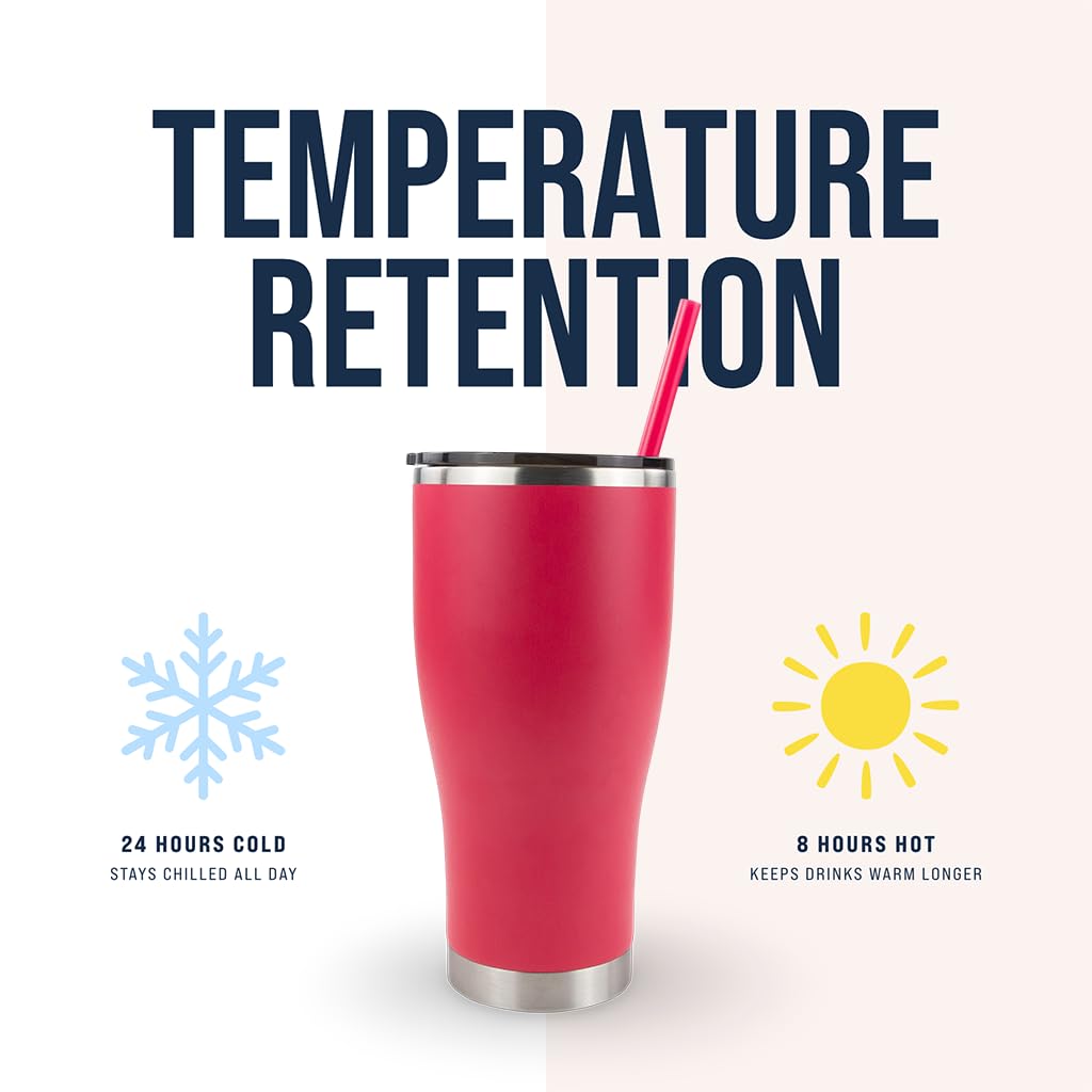 Hogg 30 oz Modern Curve Case (24 Units) - Hot Pink, Powder Coated Tumblers for Laser Engraving, Engravable Tumblers Bulk, Stainless Steel Cups Bulk, Insulated Cups with Lids and Straws