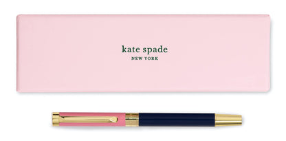 kate spade new york Black Ink Ballpoint Pen with Reusable Gift Box, Professional Office Pen for Women Accepts Standard Refills (Pink/Navy Colorblock)