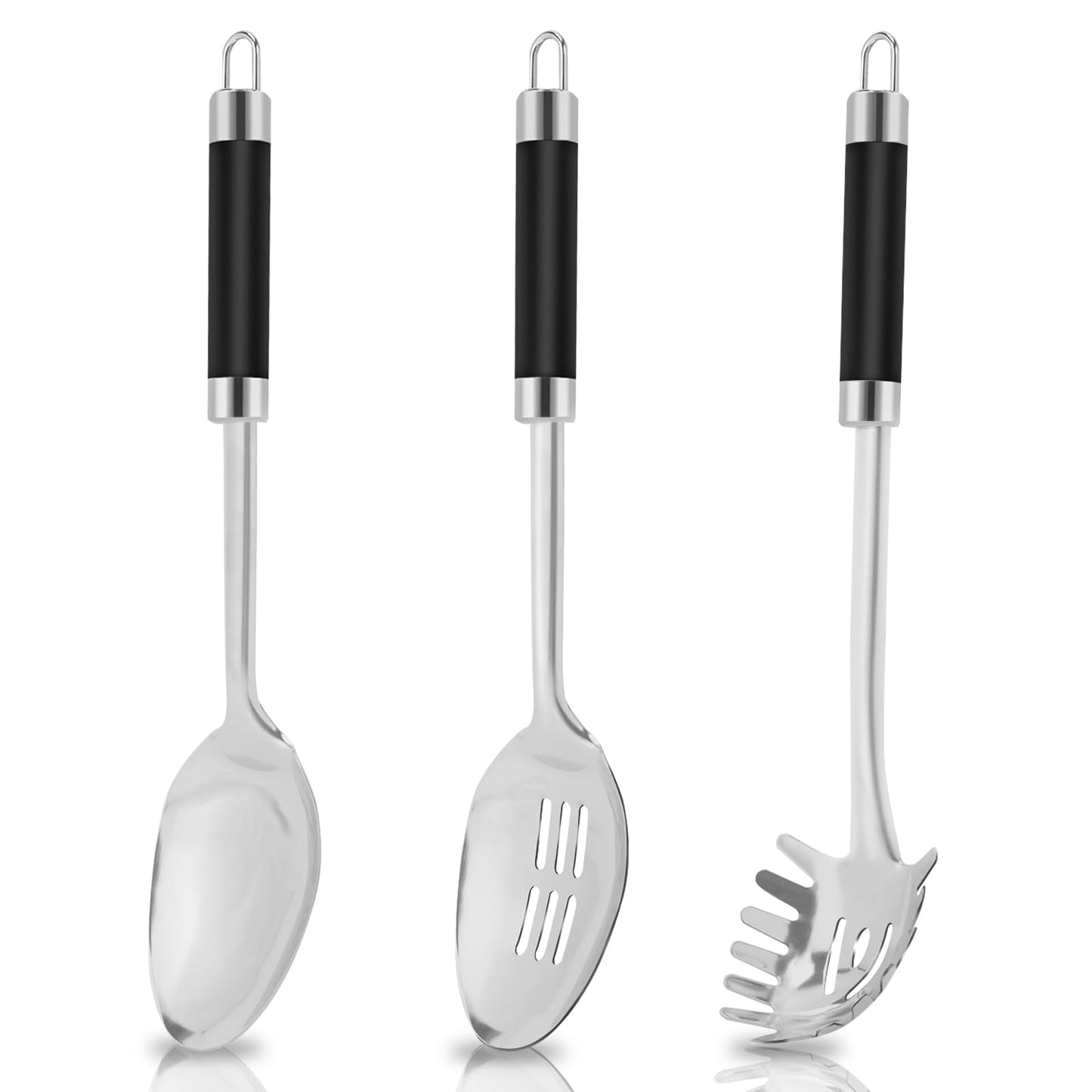 3-Piece,Stainless Steel Serving spoons set with Slotted Spoon, Serving and Spaghetti Spoon, kitchen cooking serving utensils set cooking spoon.