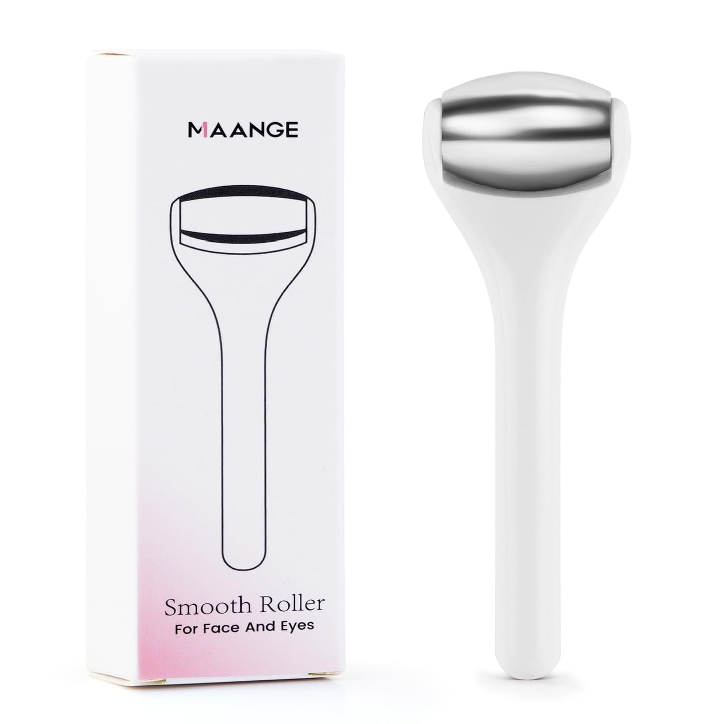 Ice Roller for Face and Eye 2 Pcs,Face Roller Skin Care for Puffiness,Migraine,Pain Relief,Eye Roller For Puffy Eyes Dark Circles,Stainless Steel Facial Roller (Pink)