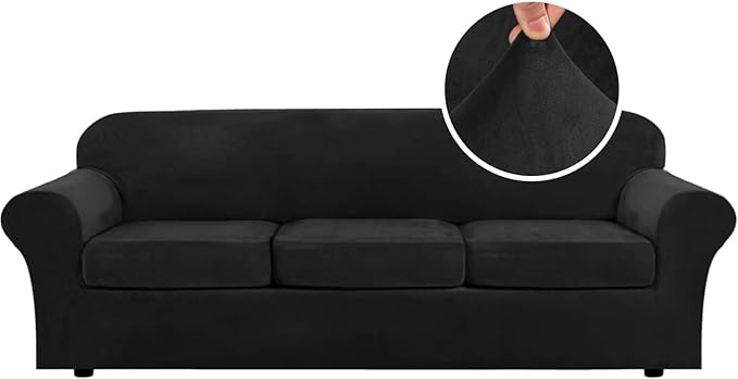 H.VERSAILTEX High Stretch Sofa Slipcover 4 Piece Cover Velvet Furniture