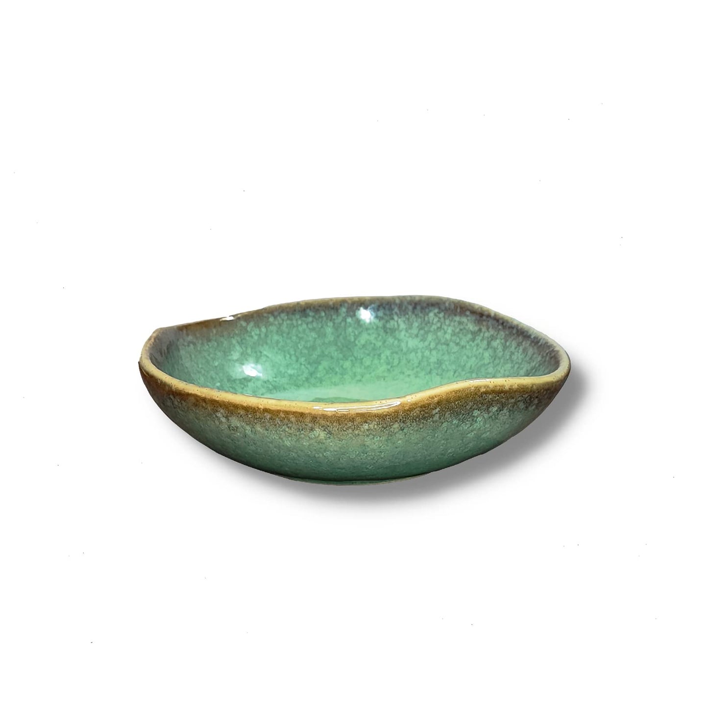 VOMANA Small Ceramic Decorative Bowl, 8" Green Reactive Glaze Candy Bowl, Trinket Dish Catchall Key Bowl for Entryway Table, Ring Holder Jewelry Dish, Home Decor Accent (8" Bowl)
