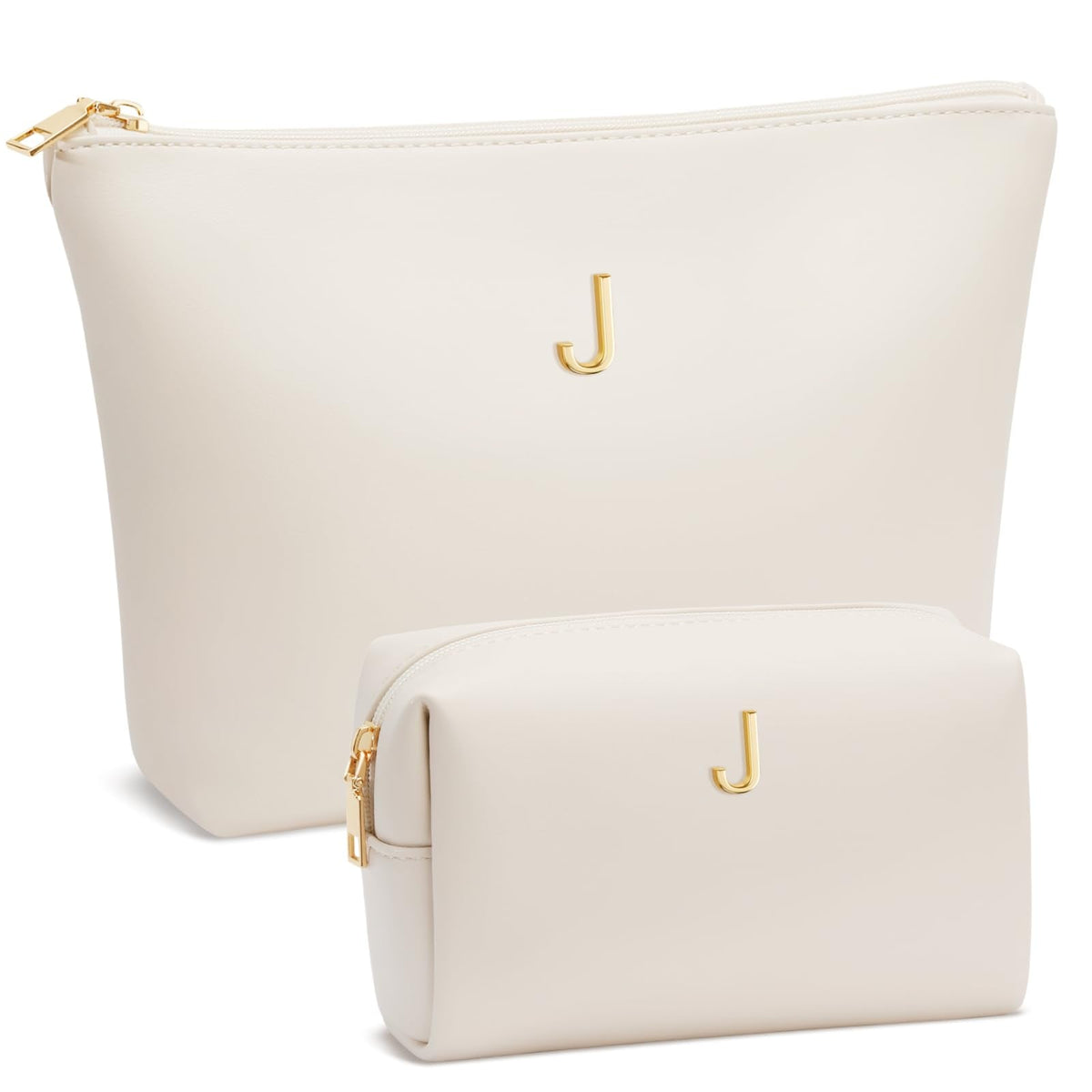 CLOUDWINGS Graduation Gifts | Initial Makeup Bag for Women Personalized Gifts for Bridesmaid Teachers Friend Female College Cosmetic Travel Toiletry Bag(Beige,J)