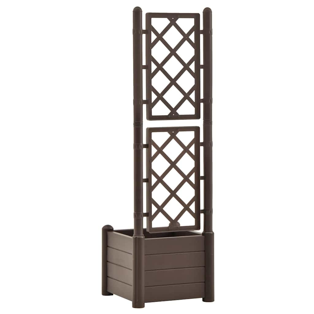 Qnhdfrt Large Planter Box with Trellis, Square Raised Garden Bed for Vegetables Flowers Plants, Mocha Brown Elevated Planter Box Outdoor Indoor, Durable Polypropylene for Patio Balcony Garden