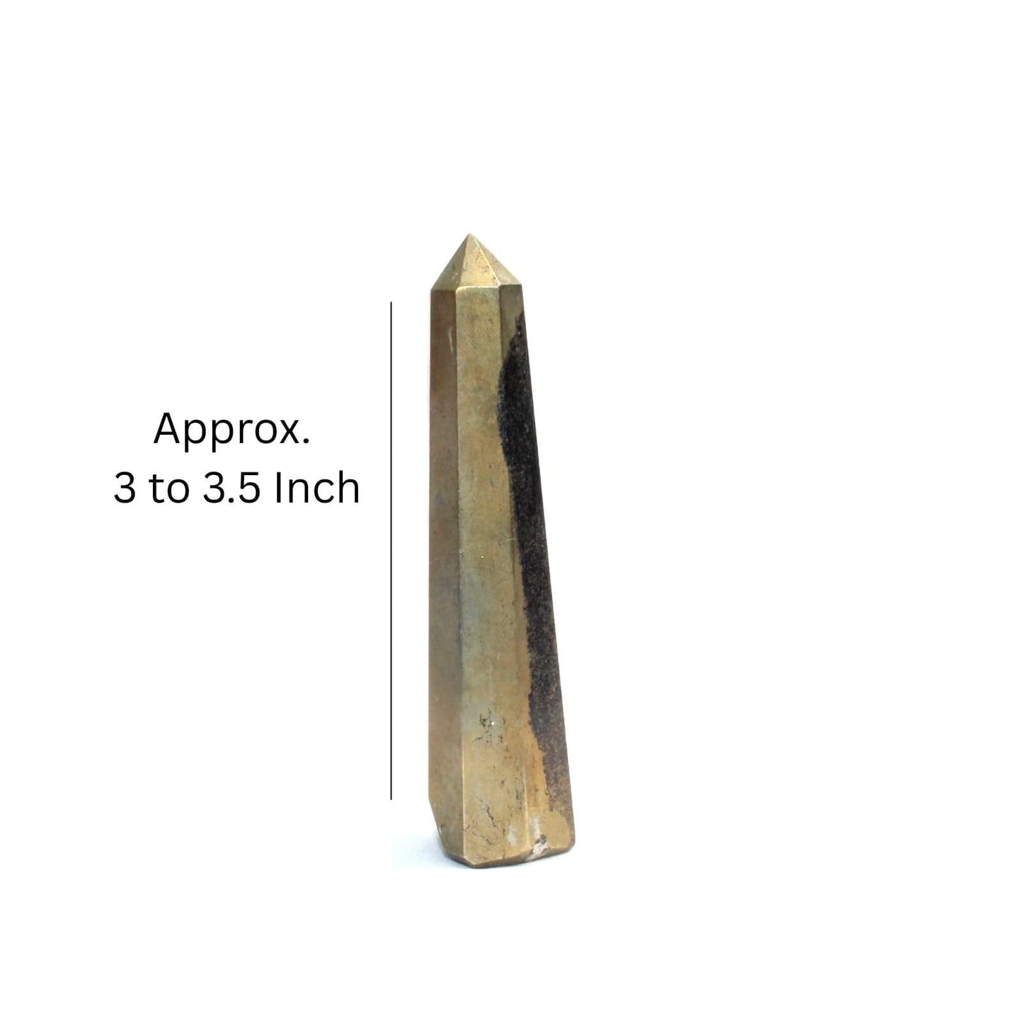 Jet Pyrite Obelisk Tower (Approx. 3 to 3.5 Inch) – Natural Golden Pyrite Crystal Polished Gemstone Decorative Piece for Home & Office Decor