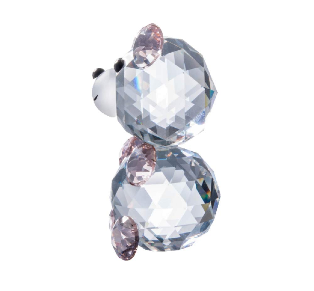 DMtse 3D Crystal Ornament Cute Pink Bear Figurine Collectible Cut Glass Ornament Statue Animal Decor with Box