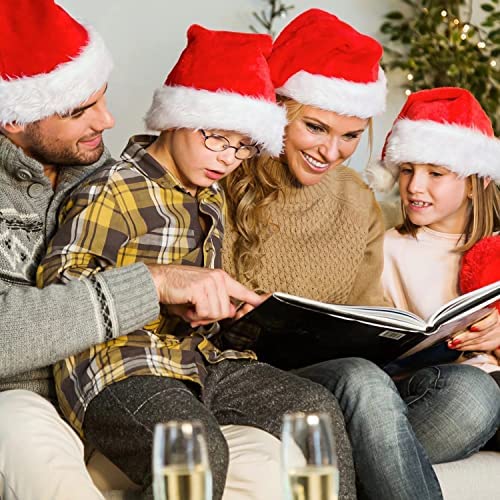 BOSONER 2 Packs Christmas Hat Santa Hats,Xmas Hat Holiday for Adults,Extra Thicken Fur for Christmas Eve Gifts New Year Festive Party