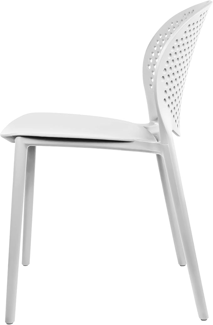 2xhome Set of 3 Patio Dining Chairs | Modern Stackable Outdoor Pool Side Chair | Weather Resistant Plastic for Yard, Porch, Balcony, Kitchen, White