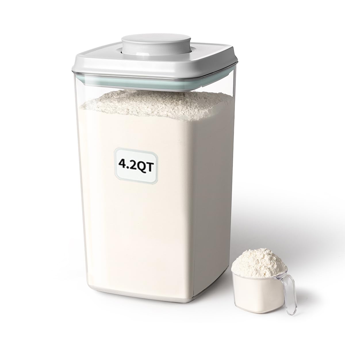 Ankou Airtight Pop Food Storage Container with Lid & 130ml Scoop, 4L/4.2qt BPA-Free Cereal, Rice, Flour, Pasta & Snack Container, Stackable & Durable,Kitchen Pantry Organizer