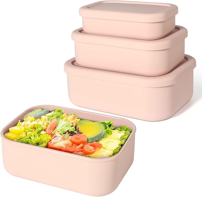 Silicone Food Storage Containers, Leak-Proof, Microwave & Dishwasher Safe