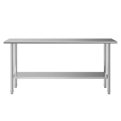 VEVOR Stainless Steel Work Table, 24x72 Inch Food Prep Table, Commercial Kitchen Workstation with Adjustable Undershelf, Metal Heavy Duty Utility Worktable, for Restaurant Home Hotel Garage Outdoor