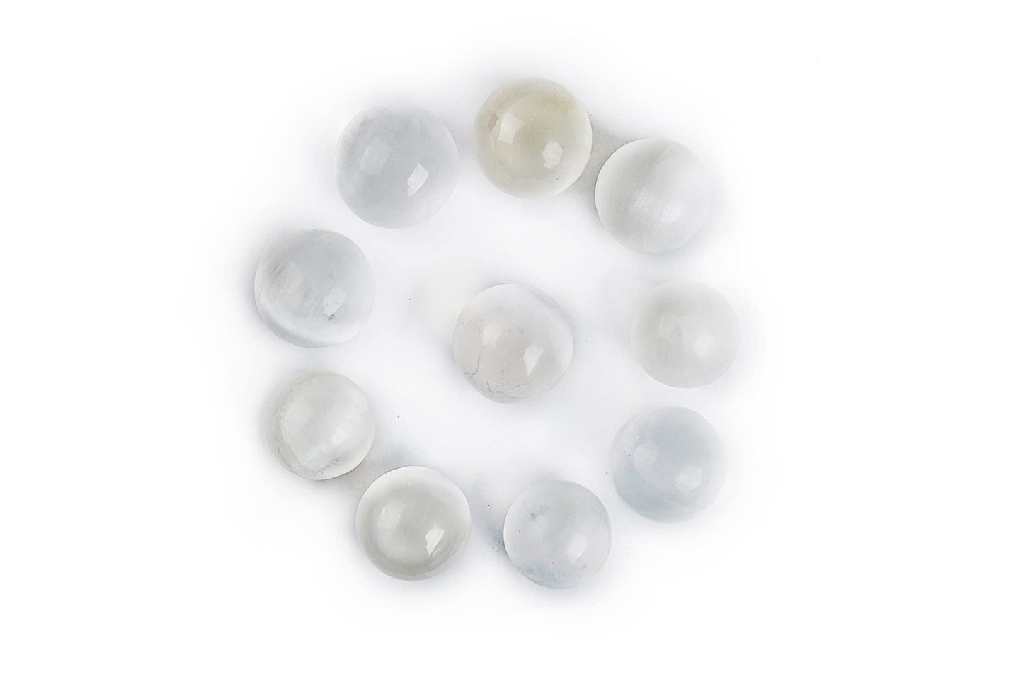 JIC Gem 4cm Selenite Sphere Ball Healing Crystal Energy Home Decor Set of 10 Art Decoration and Metaphysical Healing Mineral Balanc