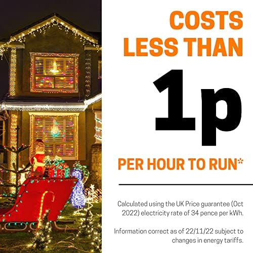 ANSIO® Christmas Lights 100 LED 10m/32ft Christmas Tree Lights for Indoor & Outdoor Multicolour Decorations Fairy String Lights for Xmas Garden Bedroom & Party | Mains Powered Green Cable