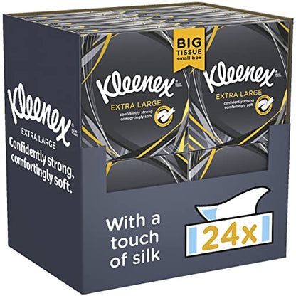 Kleenex Extra Large Soft Facial Tissues, 24 Compact Tissue Boxes, 1056 Tissues (24 boxes) - 100% Recyclable Packaging