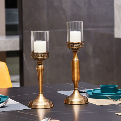 UWYTGF Candle Stands European-Style Candlestick Ornaments Luxury Candle Holder Wedding Wedding Props Romantic Candlelight Dinner Jewelry Candlestick Holder for Candlelight Dinne,One Color,Brass