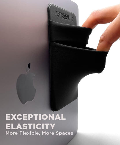 Afterplug 2-Pocket Adhesive Pouch for Laptop, Compatible with External Portable SSD, Magic Mouse, USB Cable and More - Black