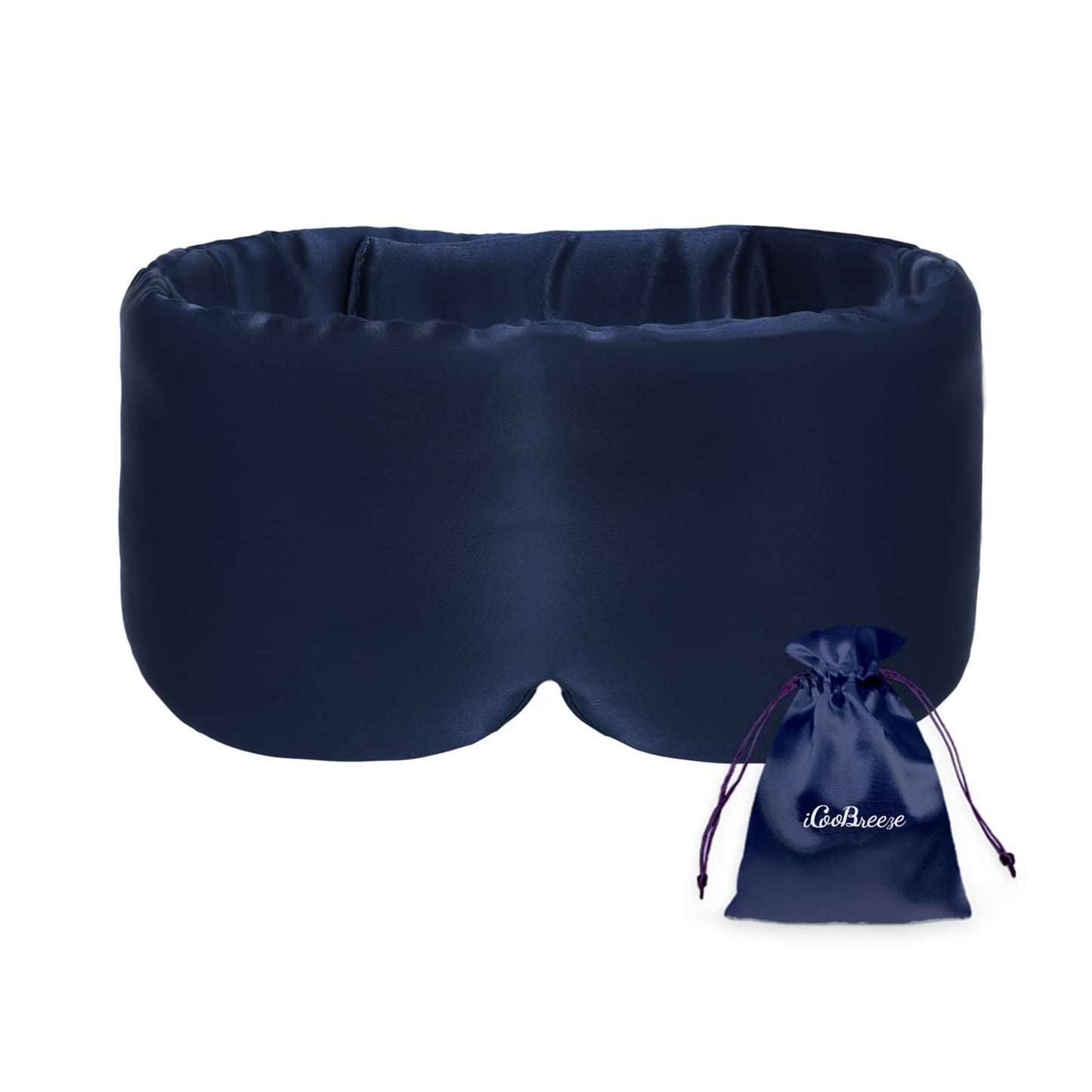 100% Handmade Bamboo Sleeping Eye Mask for Women for Men,Night Masks,Organic Sleep Mask,Blockout Eye Mask for Sleeping,Large Size Adjustable (Navy Blue)