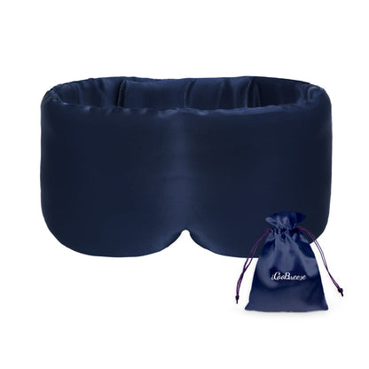 100% Handmade Bamboo Sleeping Eye Mask for Women for Men,Night Masks,Organic Sleep Mask,Blockout Eye Mask for Sleeping,Large Size Adjustable (Navy Blue)