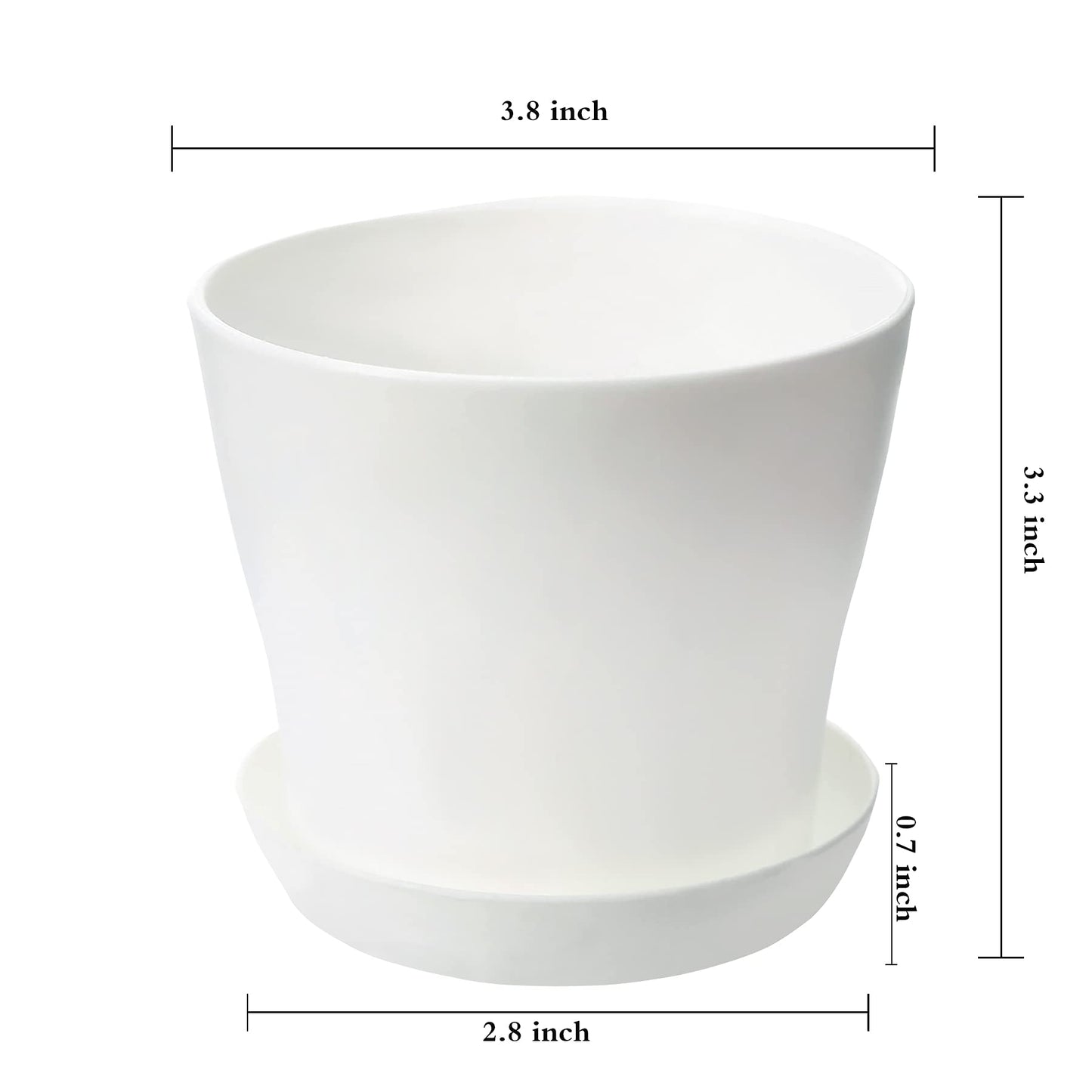 TDHDIKE 10 Pcs Plastic Planters Indoor Flower Plant Pots, Mini Flower Seedlings Nursery Pot/Planter/Flower Pot with Pallet, Modern Decorative Gardening Containers (White25)