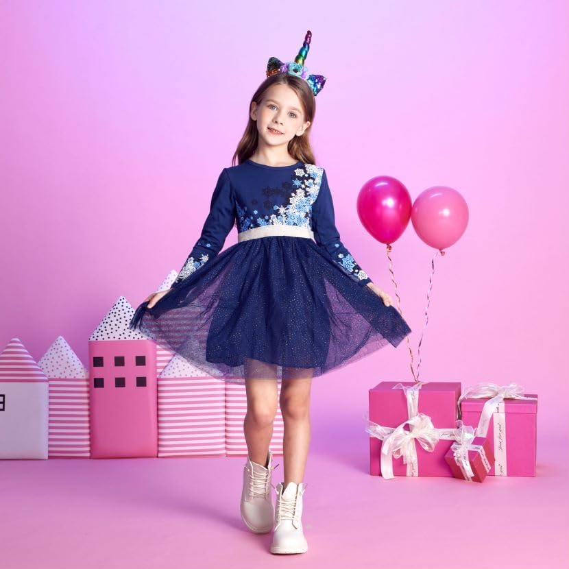 VIKITA Toddler Girl Dress Winter Long Sleeve Tutu Party Dresses for Girls 3-7 Years, Knee-Length (LH4583, 4T)