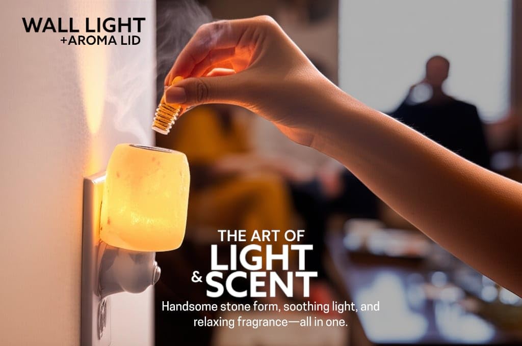 Himalayan Natural Salt Night Lamp with Aroma Lid – Unique Rock Shape for Relaxation & Wellness – Ideal Gift in Beautiful Box!