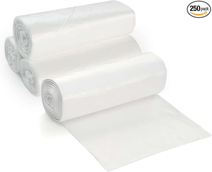 7-10 Gallon Clear Garbage Can Liners, Lightweight, 8 Microns
