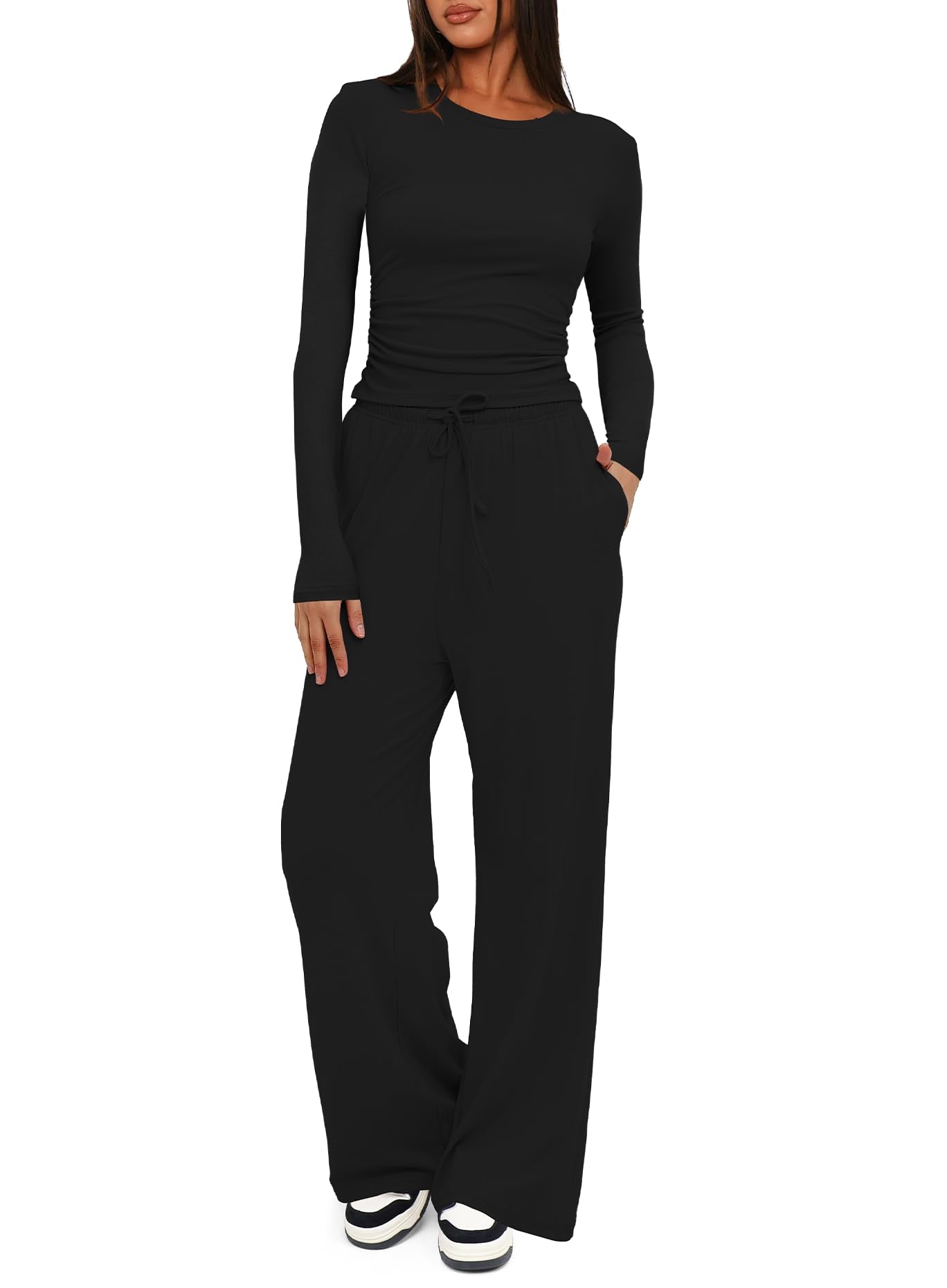 Darong Women's 2 Piece Sets 2025 Fall Outfits Long Sleeve Wide Leg Tracksuits Casual Lounge Set Matching Sets
