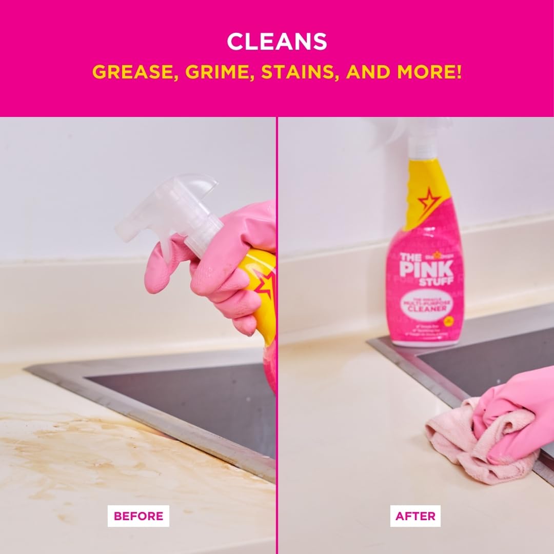 Stardrops The Pink Stuff Miracle Multi-Purpose Cleaner – Removes Grease, Grime, and Stains on Kitchens, Bathrooms, Floors, and More, 25 fl Oz