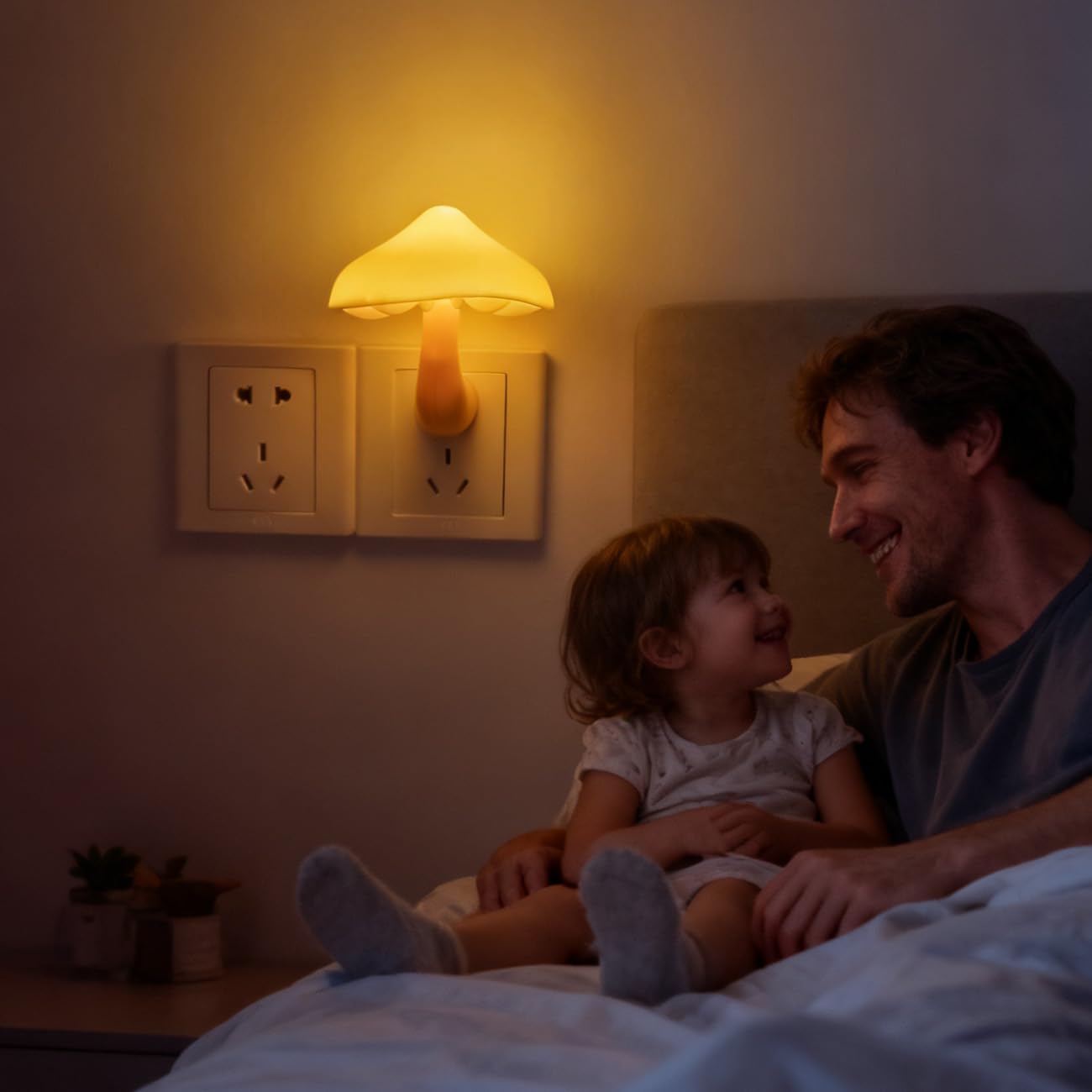 AUSAYE 4 Pack Mushroom Night Light Plug in Sensor Light, Color Changing Lamp LED Nightlights for Kids, Adults, Bedroom, Bathroom,Hallway, Stairs, Kitchen