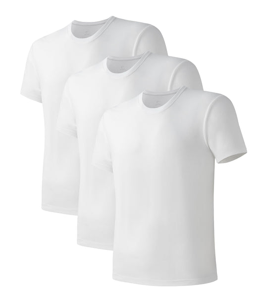 DAVID ARCHY Men’s Undershirts Quickly-Dry T-Shirts,Stretch Moisture-Wicking Crew Neck Tees for Men,3 Pack (XXL, White)