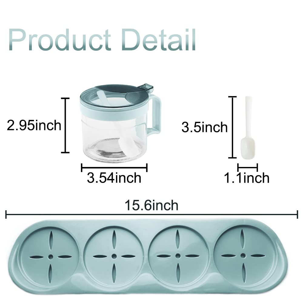 TENTA TENTA KITCHEN Gourmet Seasoning Box with Serving Spoons, Spice Jar Set Condiment Cruet Bottle, Kitchen Supplies,Nice Design for Kitchen (glass)