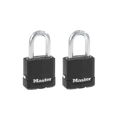 Master Lock Magnum Heavy Duty Outdoor Padlock with Key, Weather Resistant Body and Cut Safe Shackle Make Lock Perfect for Fences, Gates, Sheds, 2 Pack, M115XTLF, Black