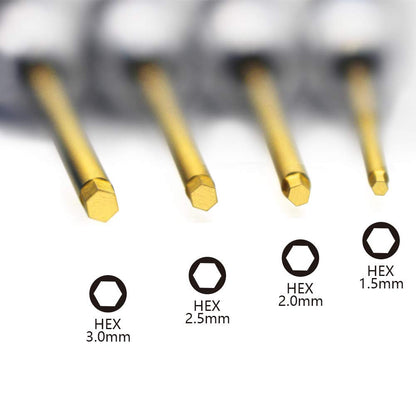 4pcs 1.5mm 2.0mm 2.5mm 3.0mm Hex Screw Driver Set Titanium Hexagon Screwdriver Wrench Tool Kit for Multi-Axis FPV Racing Drone RC Quadcopter Helicopter Car Models …